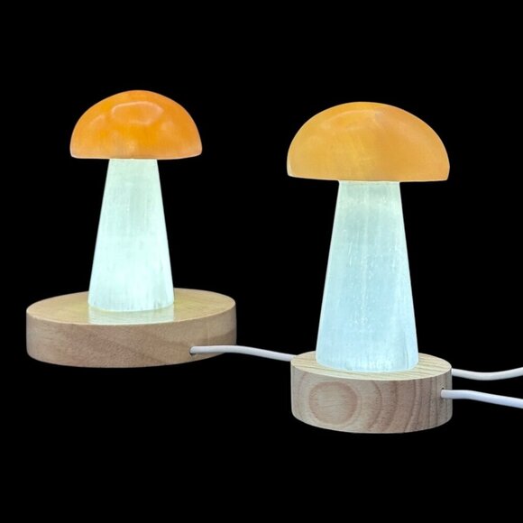 Selenite Crystal Mushroom Light Handcrafted Lamp Healing Glow Organic Home Décor - Picture 5 of 16